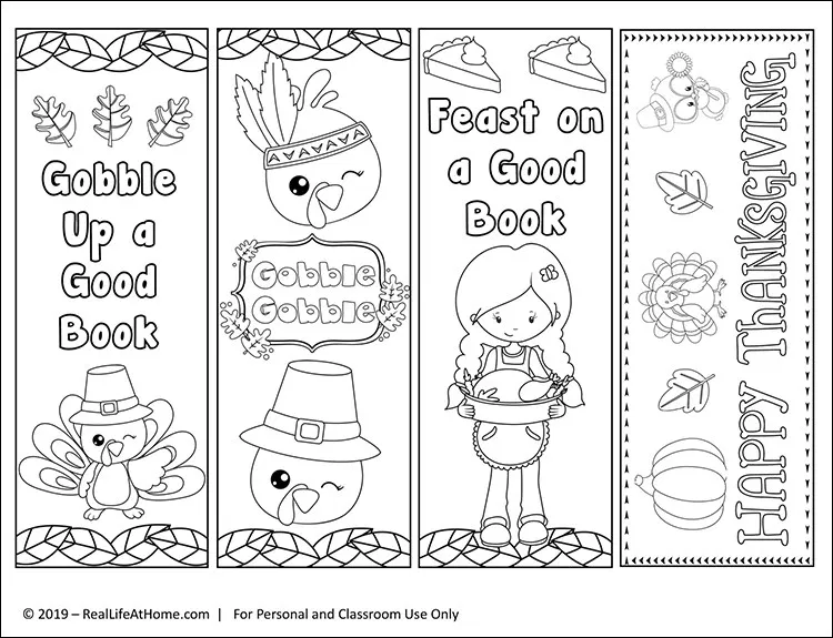 Free Printable Thanksgiving Bookmarks To Color For Kids Coloring 