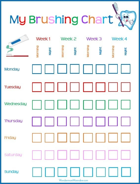 Free Printable Tooth Brushing Chart Pdf Free Printable Templates