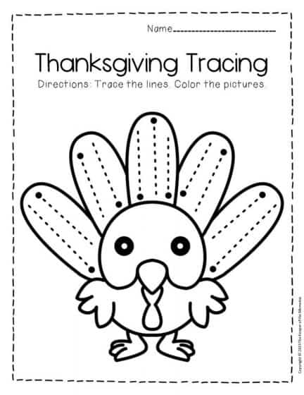 Free Printable Tracing Thanksgiving Preschool Worksheets
