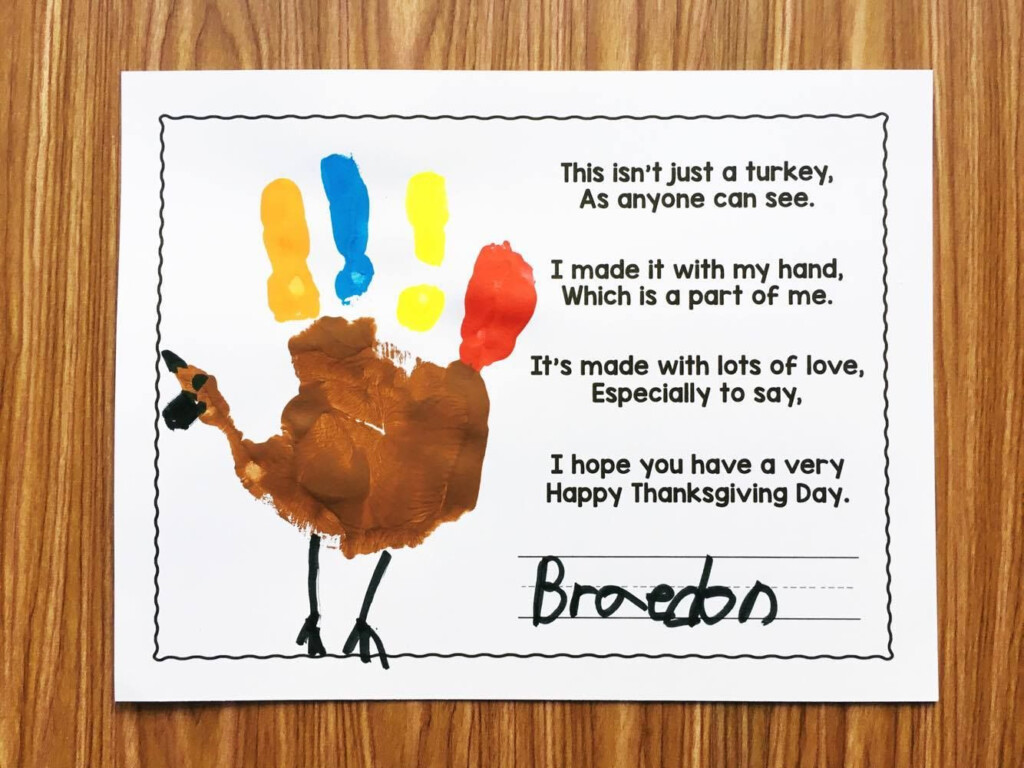 Free Printable Turkey Handprint Poem Printable