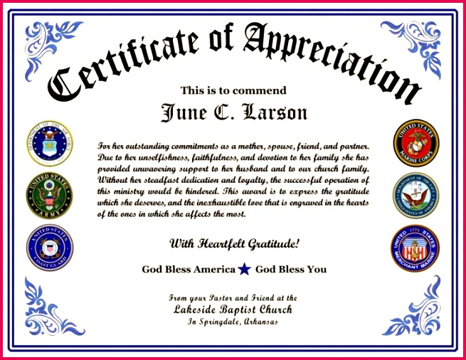 Free Printable Veterans Certificate Of Appreciation