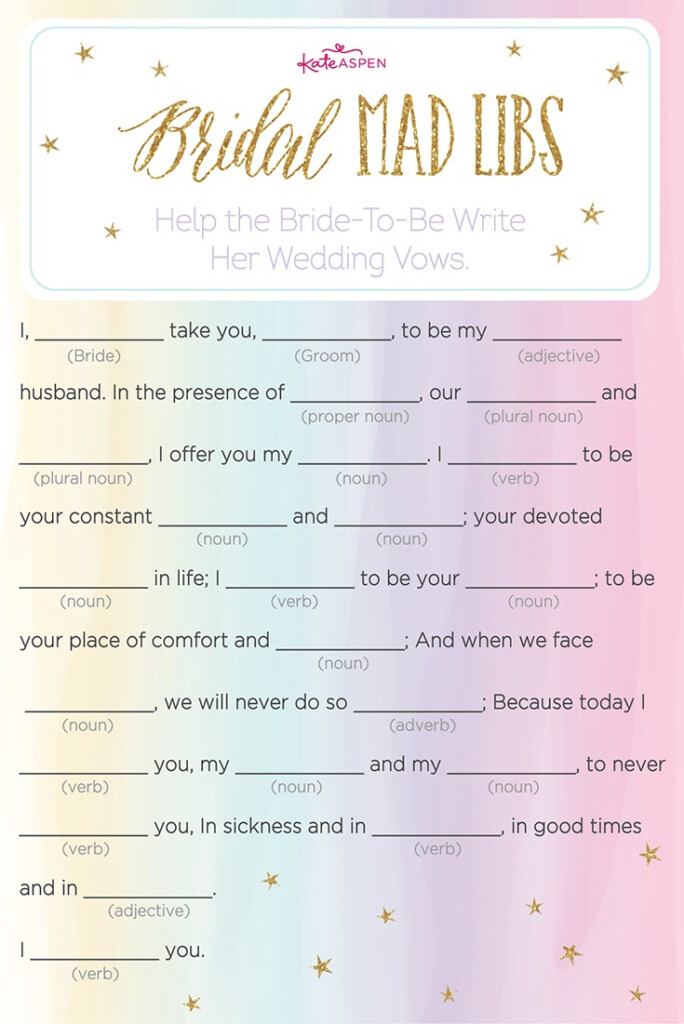 Free Printable Wedding Mad Libs