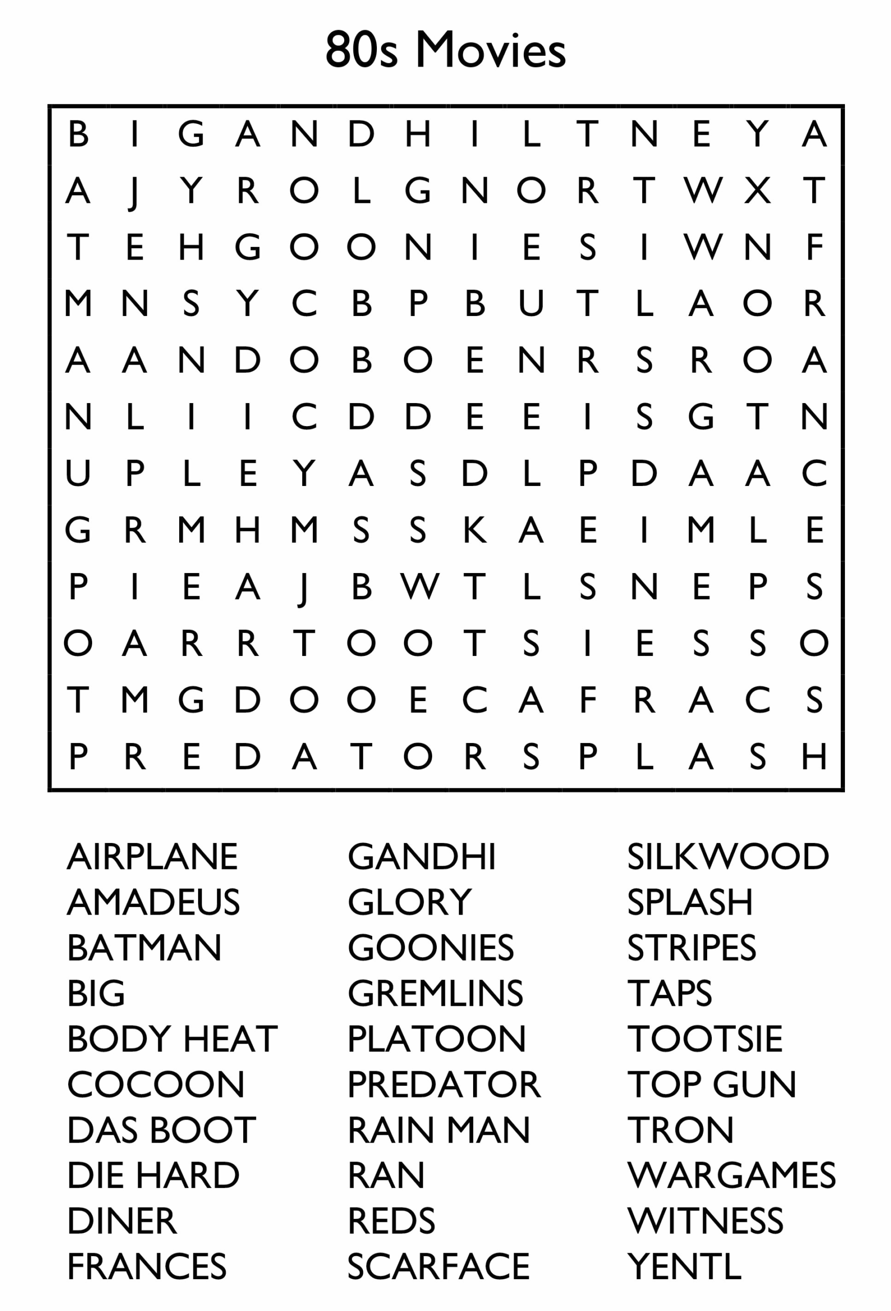 Free Printable Word Searches