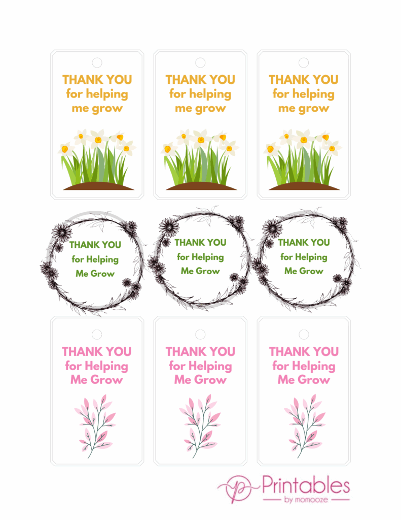 FREE Thank You For Helping Me Grow Printable Cute Tags To Print At Home
