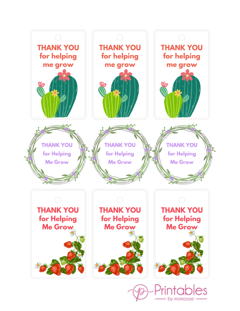 FREE Thank You For Helping Me Grow Printable Cute Tags To Print At Home