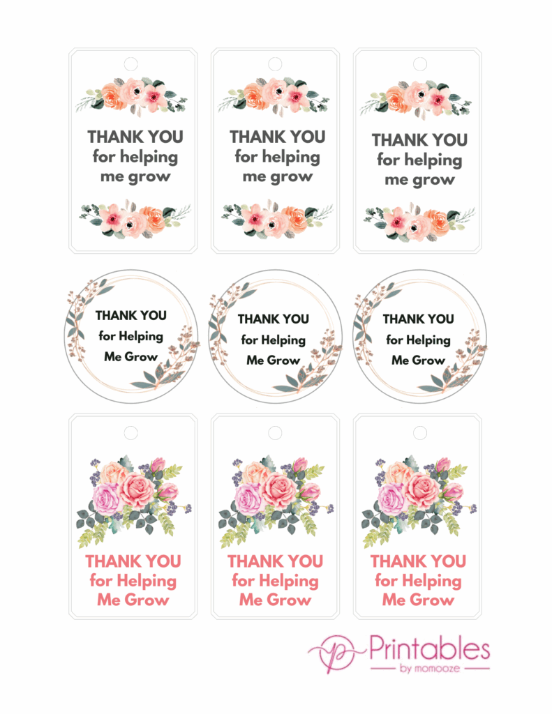 FREE Thank You For Helping Me Grow Printable Cute Tags To Print At Home