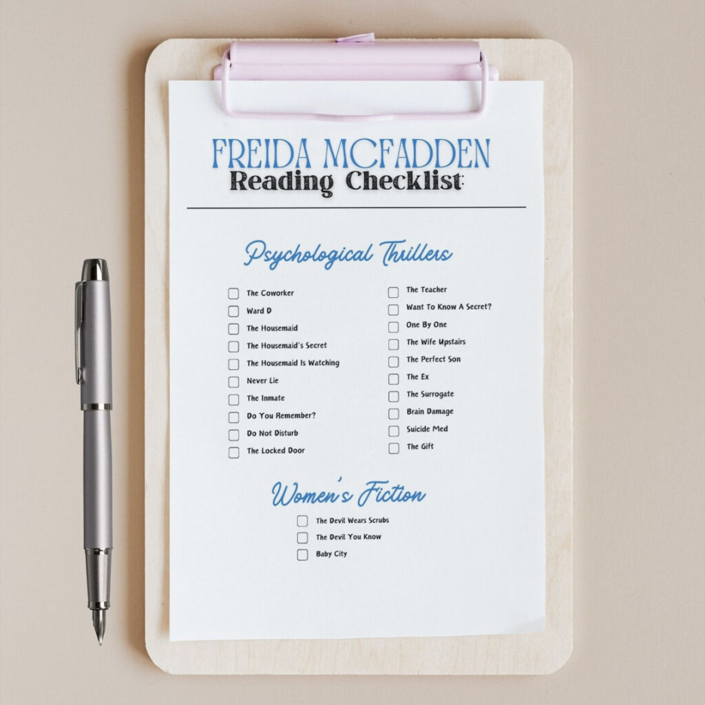 Freida Mcfadden Reading Log Printable Reader Tracker Freida Thriller 