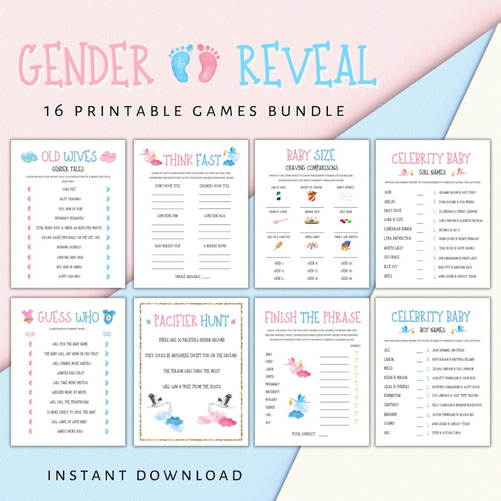 Gender Reveal Party Games Printable Gender Reveal Activities Etsy