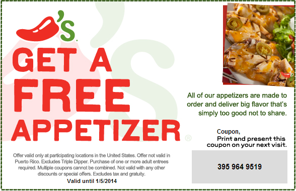 Get A Printable Coupon For A Free Appetizer From Chili 39 s Free 