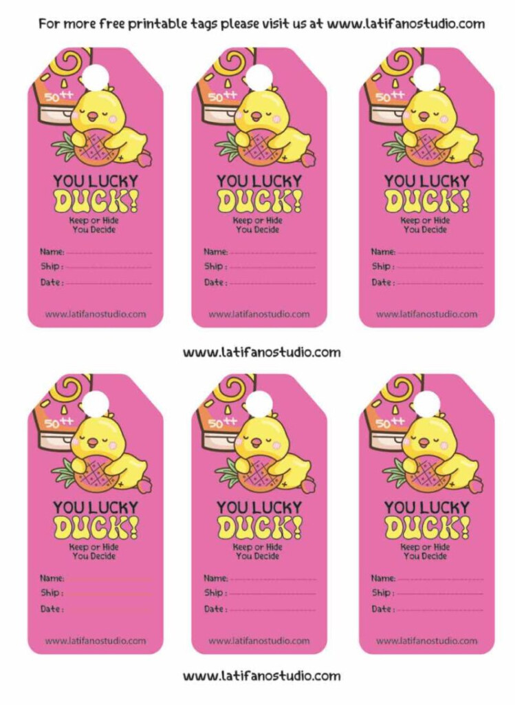 Girly Free Printable Cruising Duck Pink Tags Printable Cruising Duck