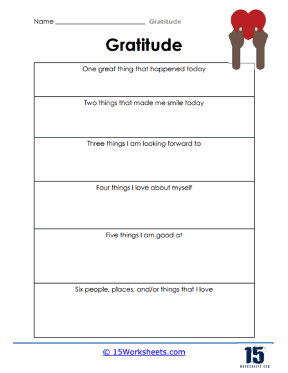 Gratitude Worksheets 15 Worksheets