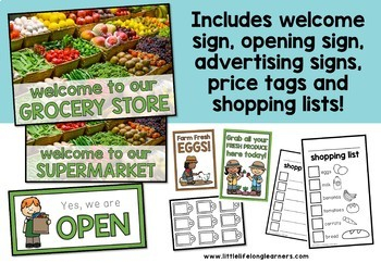 Grocery Store Dramatic Play FREE By Little Lifelong Learners TPT