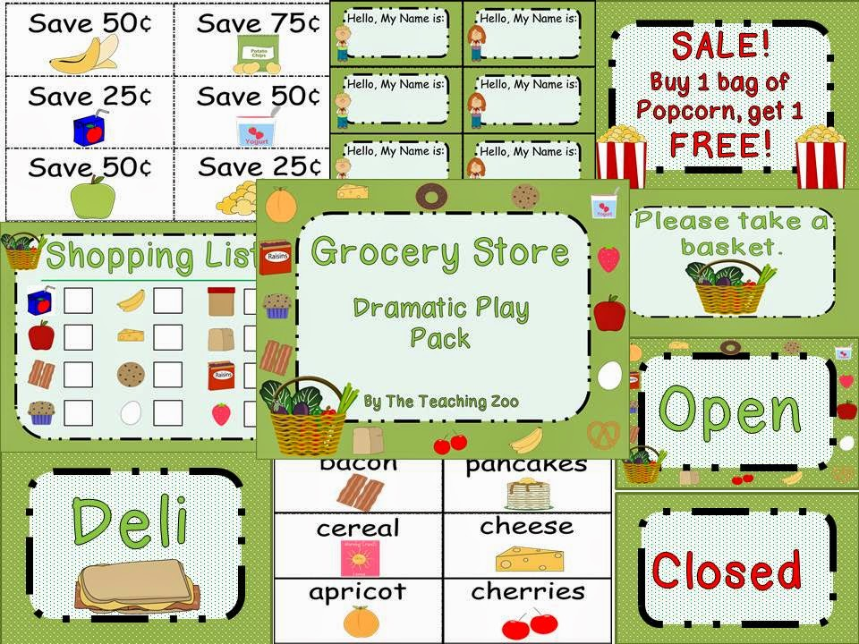 Grocery Store Dramatic Play Free Printables