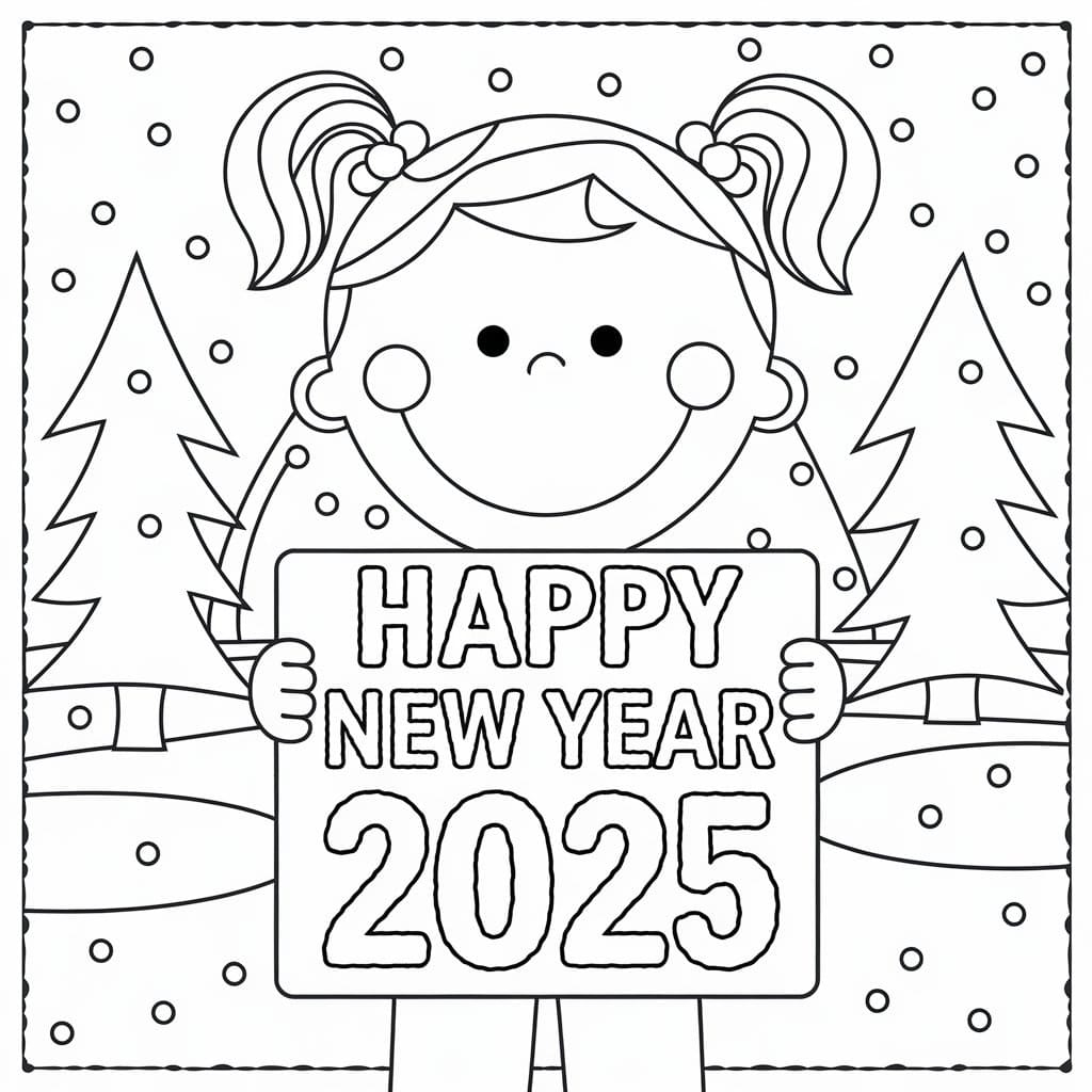 Happy New Year 2025 Coloring Pages Printable Free Nina Teresa