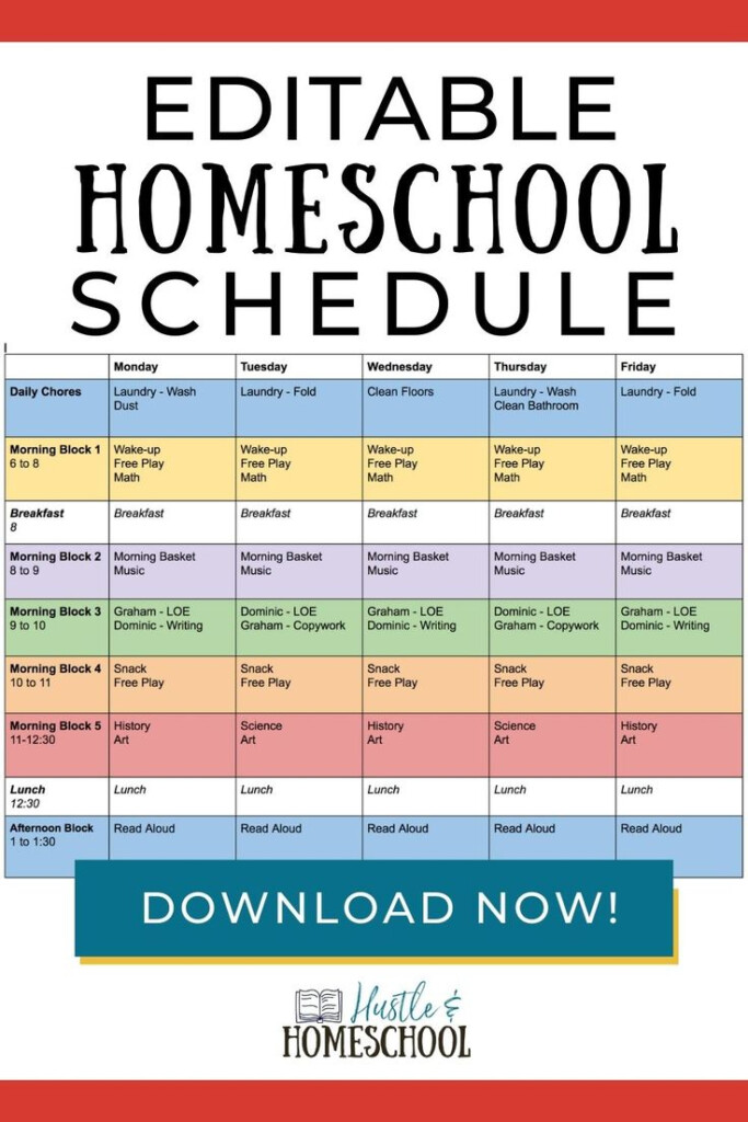 Homeschool Schedule Free Printable Printable Calendars AT A GLANCE