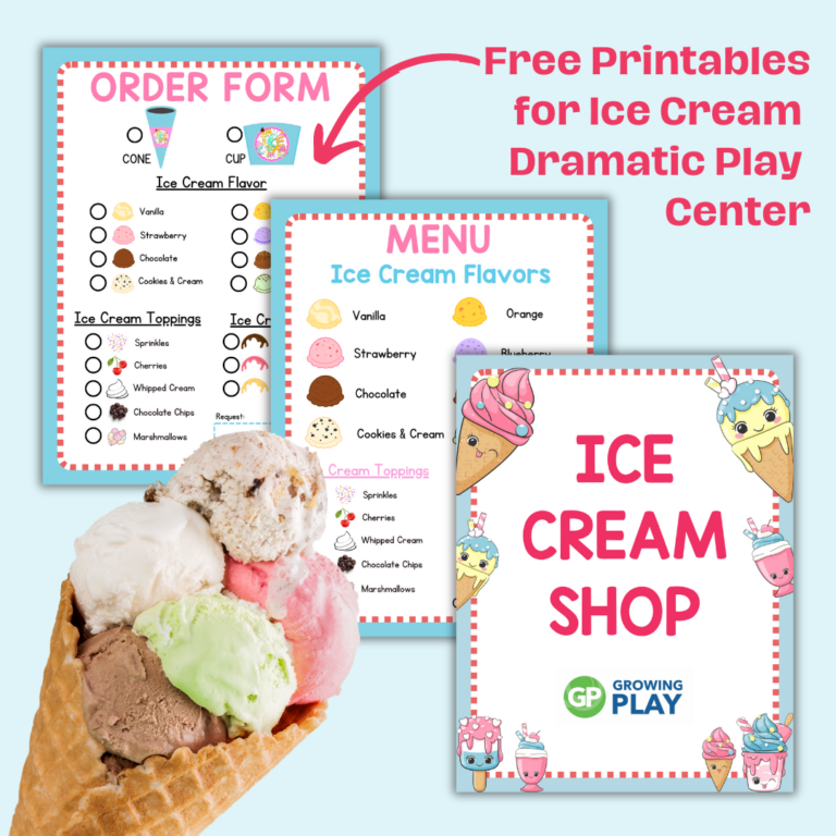 Ice Cream Shop Dramatic Play Free Printables Growing Play