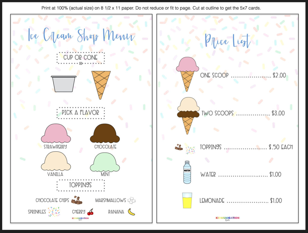 Ice Cream Shop Dramatic Play Free Printables Printable And Enjoyable 