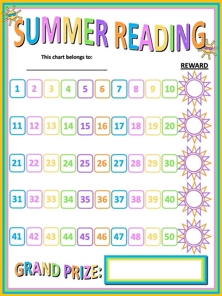 Instant Summer Reading Chart Keep Kids Motivated All Summer And Keep 