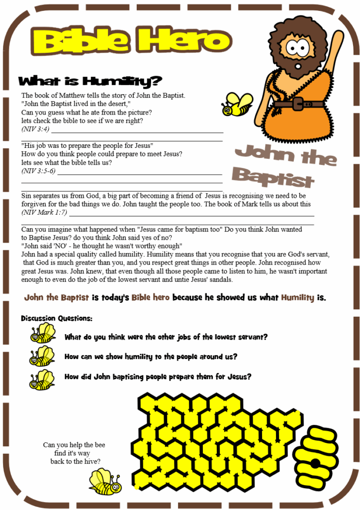 John The Baptist Worksheets