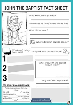 John The Baptist Worksheets