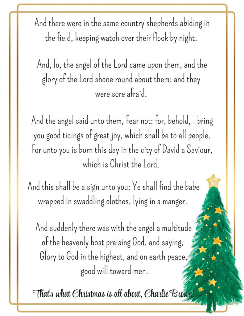 Linus Christmas Speech From Charlie Brown Printable PDF The 