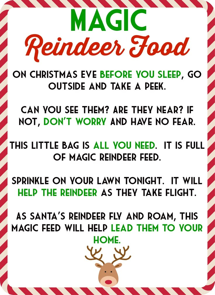 Magic Reindeer Food Poem Printables Free Printable New Year Banners