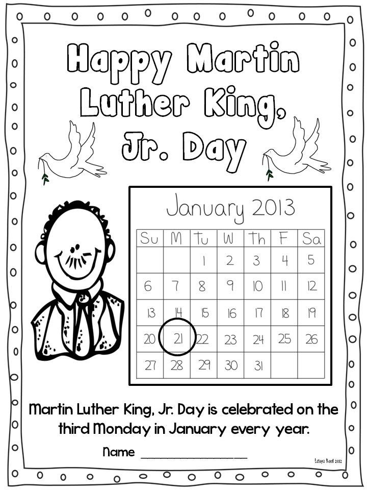 Martin Luther King Jr Printables For Kids