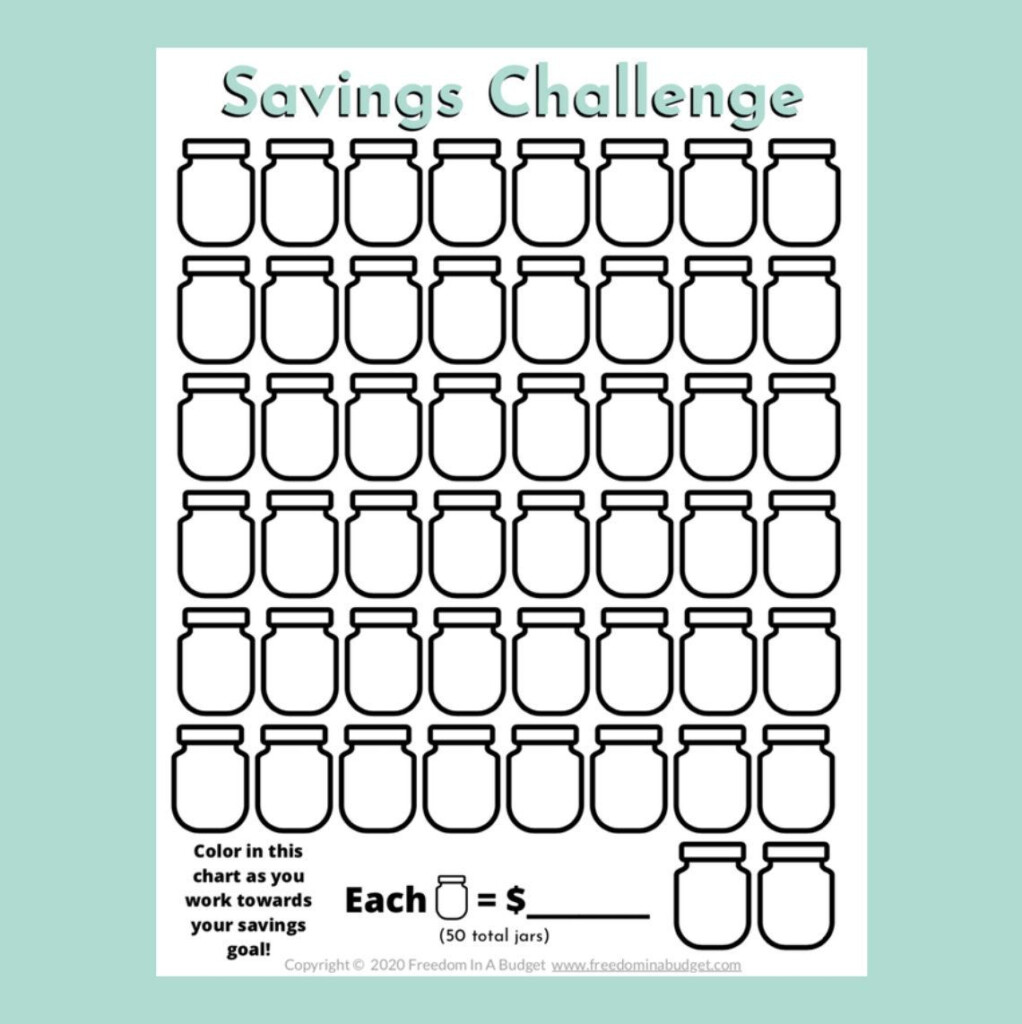 Mini Savings Challenge Free Printable TheHappyFrame