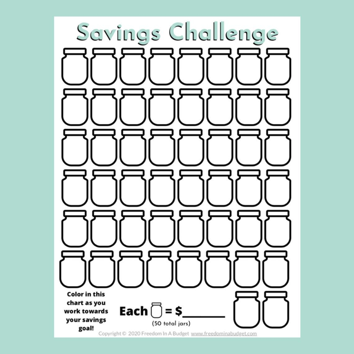 Mini Savings Challenge Free Printable TheHappyFrame