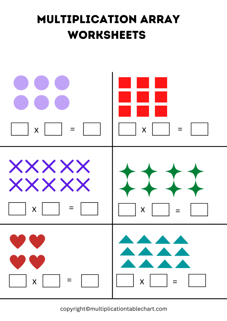 Multiplication Array Worksheets Printable In PDF Grade 2 3 