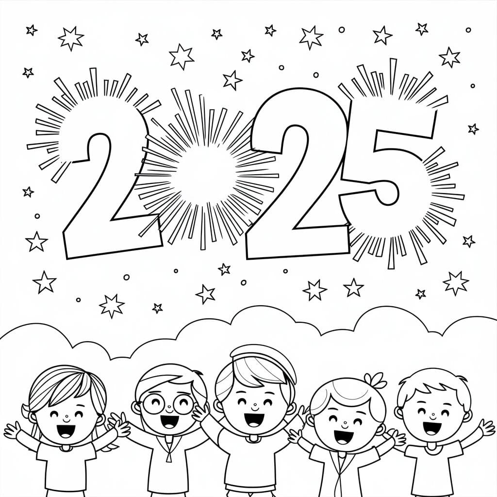 New Years 2025 Coloring Pages Printable Free Jania Lisetta