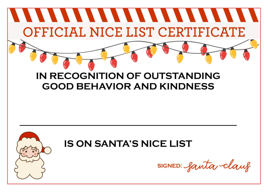 Nice List Certificate Free Printable Printable Templates Protal
