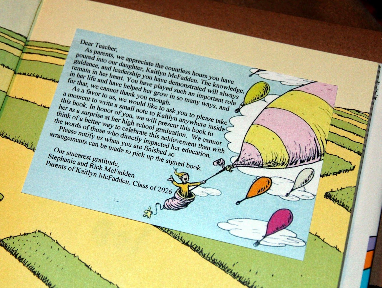 Oh The Places You'll Go Teacher Note Printable Free