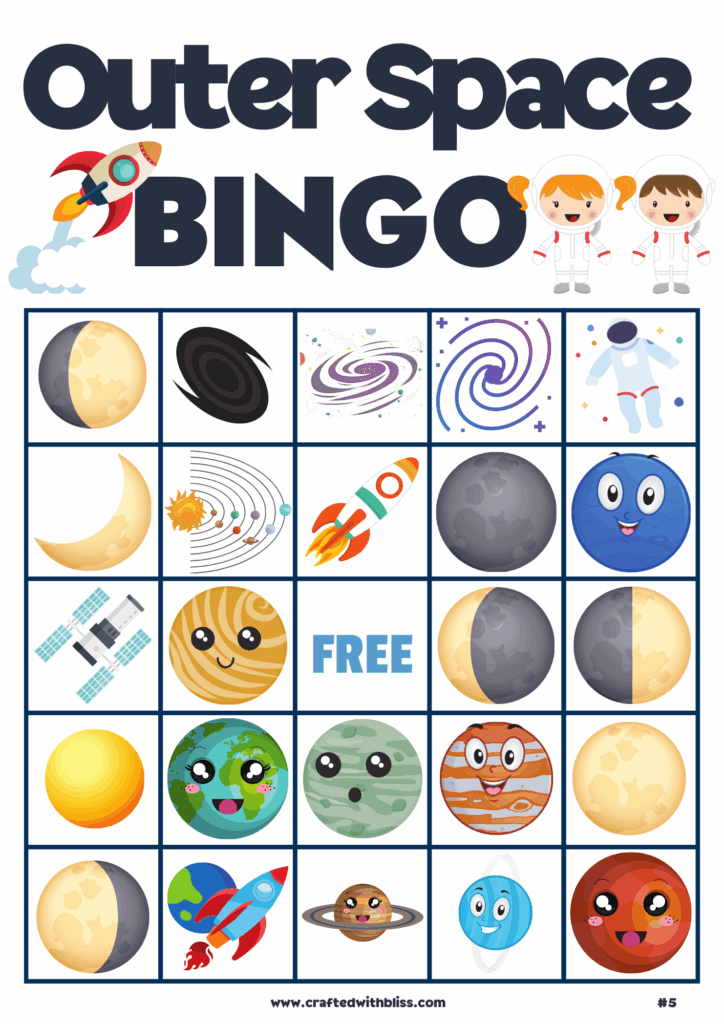 Outer Space Bingo Free Printable Web There Are Four Different Sets Of 