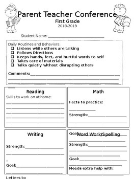 Parent Teacher Conference Form Free Printable FREE PRINTABLE TEMPLATES