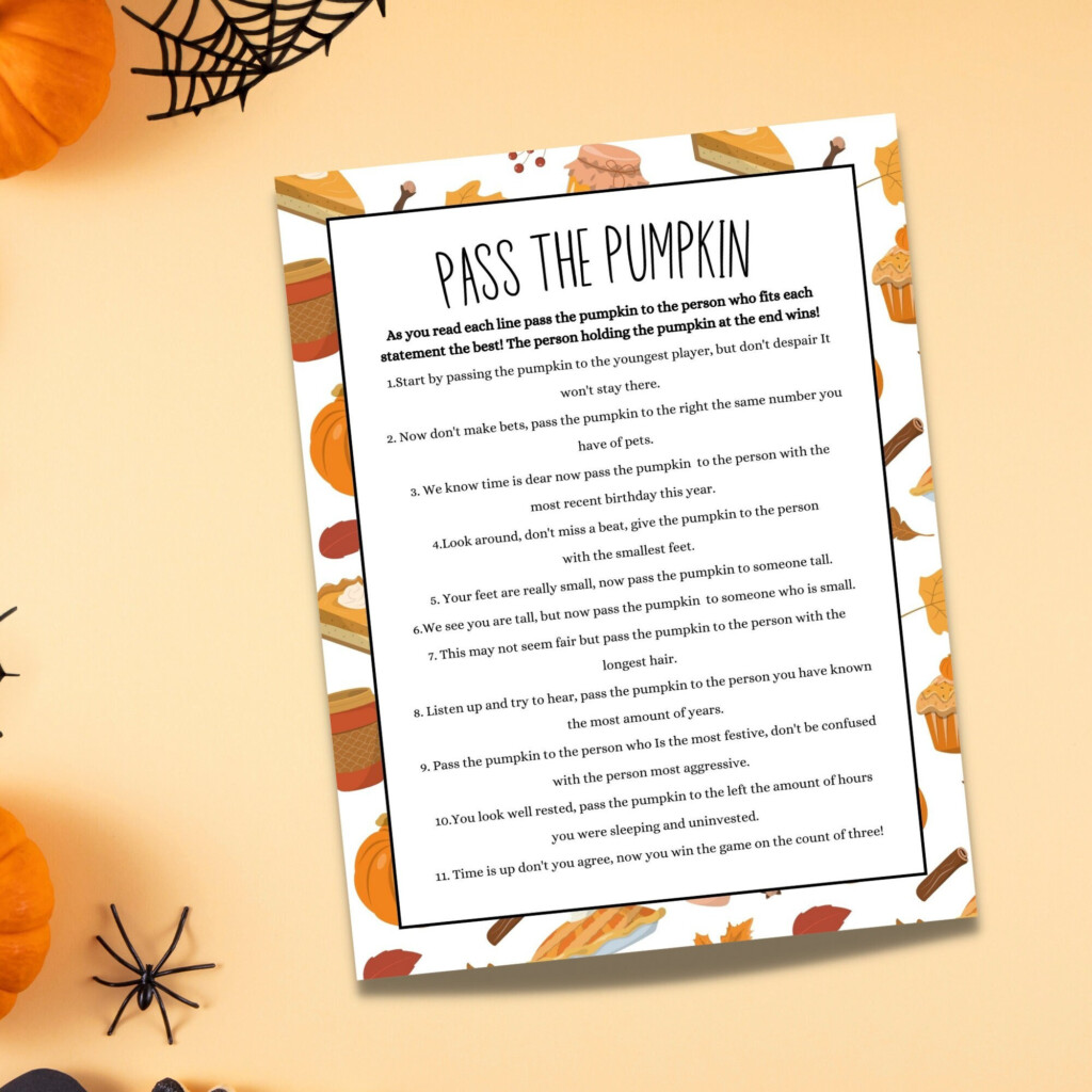 Pass The Pumpkin Game Halloween Printable Left Right Game East 