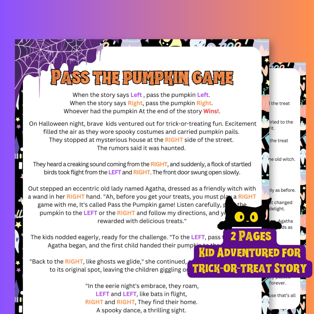 Pass The Pumpkin Game Printable Halloween Game Halloween Left Right 