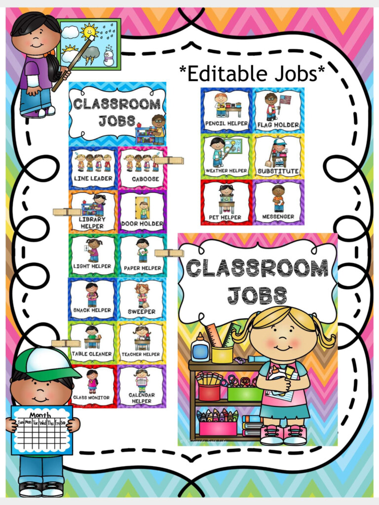 Perfect Free Printable Preschool Classroom Job Chart Esl Food Crossword