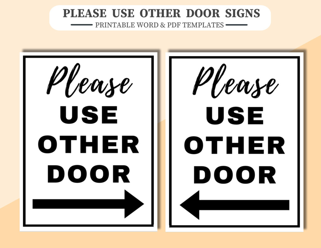 Please Use Other Door Signs Printable Word PDF Files With Both Left 