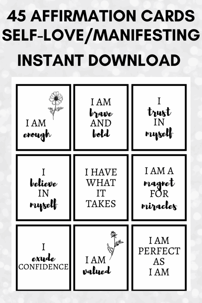 Positive Affirmation Cards Printable Daily Affirmation Cards Self 