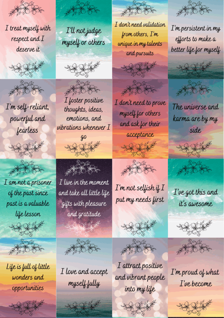 Positive Affirmation Cards Printable Printable Templates