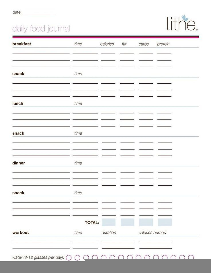 Printable Bariatric Food Journal NewFreePrintable