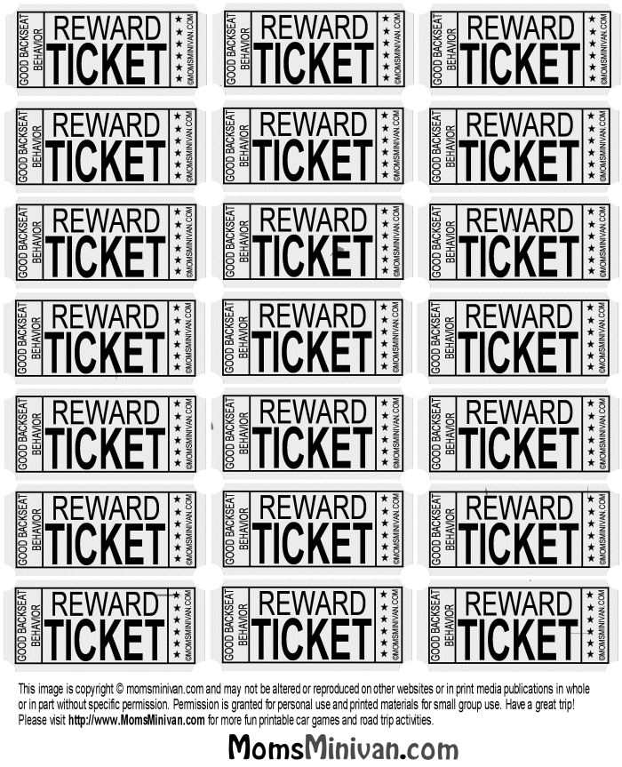 Printable Behavior Tickets Printable Word Searches