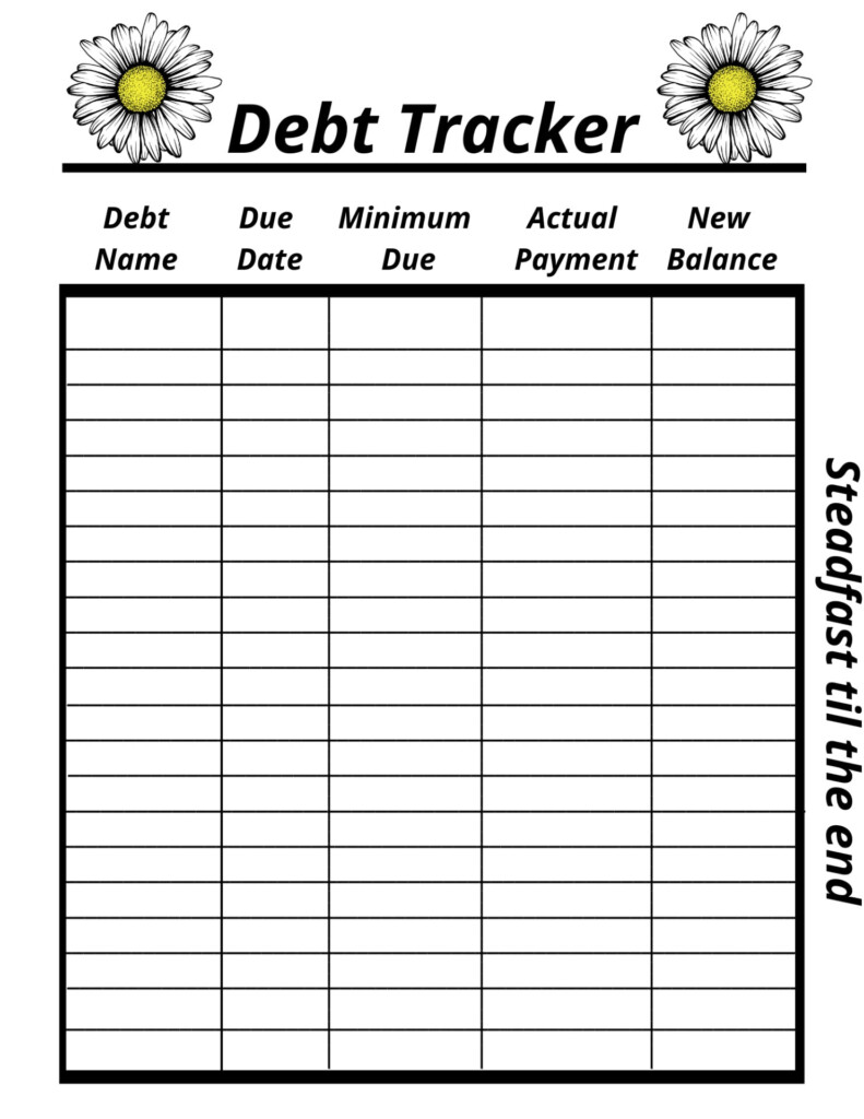 Printable Blank Debt Free Charts Goal Tracking Printable Goal Tracker 