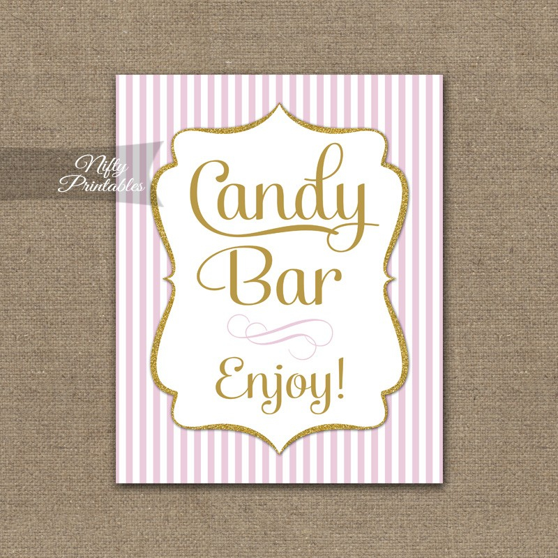 Printable Candy Buffet Sign Pink Gold