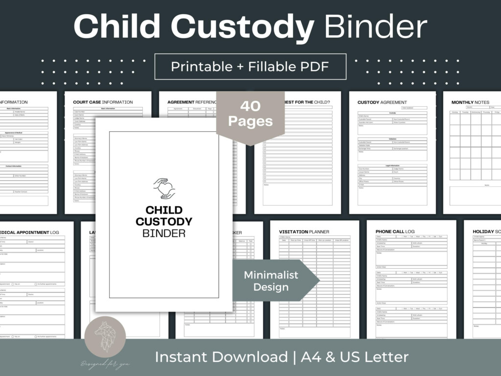 Printable Child Custody Binder Child Custody Planner Fillable PDF Co 