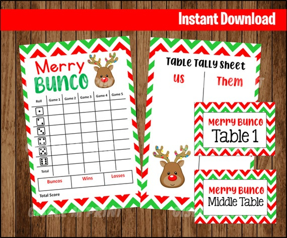 Printable Christmas Bunco Score Sheet Printable Bunco Set Etsy