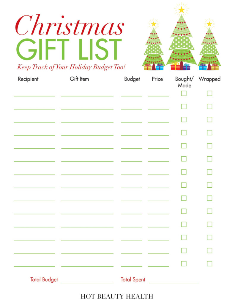 Printable Christmas Gift List Template