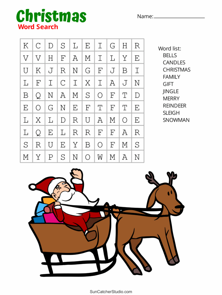 Printable Christmas Word Search Puzzles