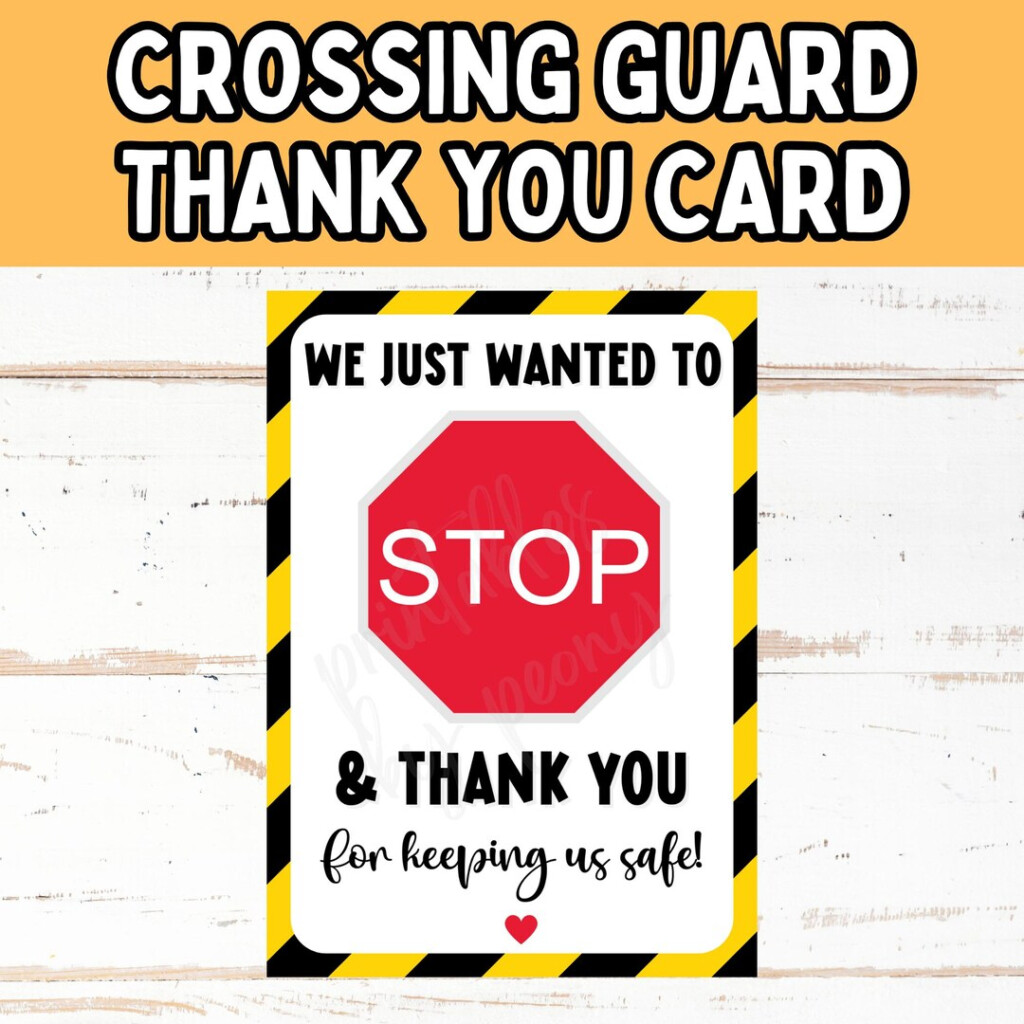 Printable Crossing Guard Thank You Card Gift Card Holder For Crossing 